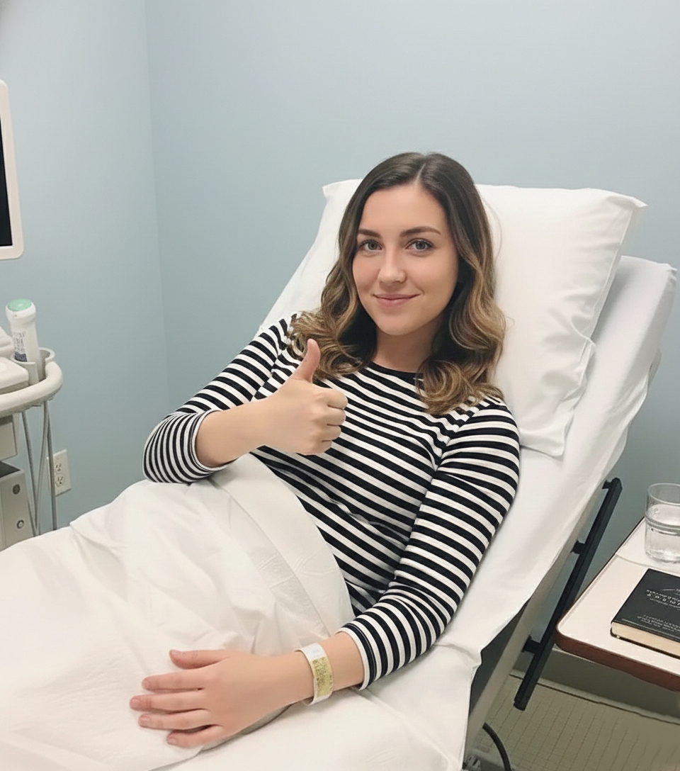 Surrogate mother with newborn in hospital