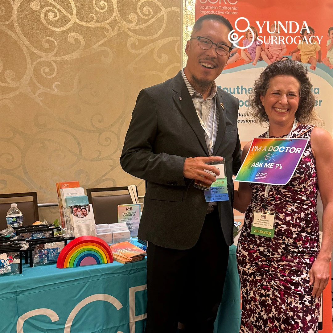 Yunda Surrogacy representative with Dr. Diana Chavkin at SCRC’s booth · MHB New York 2026